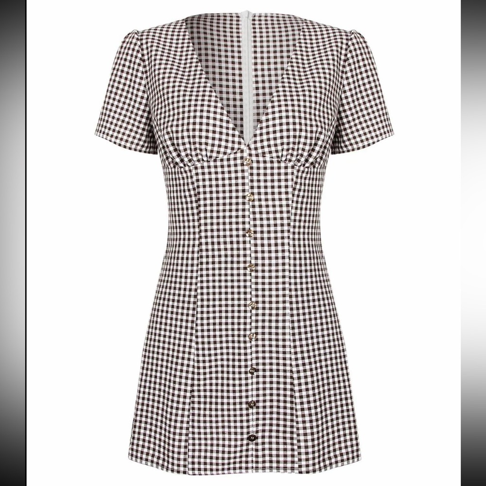 Checkered Button-Up Dress